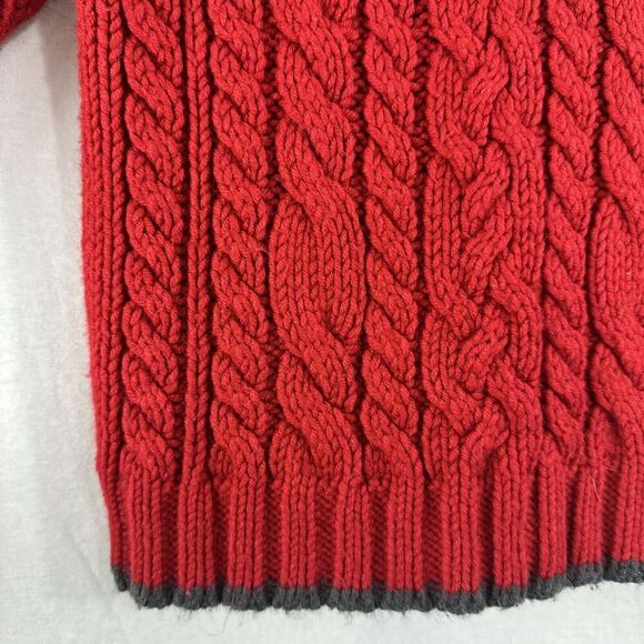 Old Navy Baby Vintage Red Cableknit Fisherman Wool Blend Sweater Size 2T Unisex - Picture 6 of 10